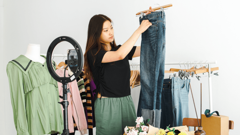 Woman selling her items